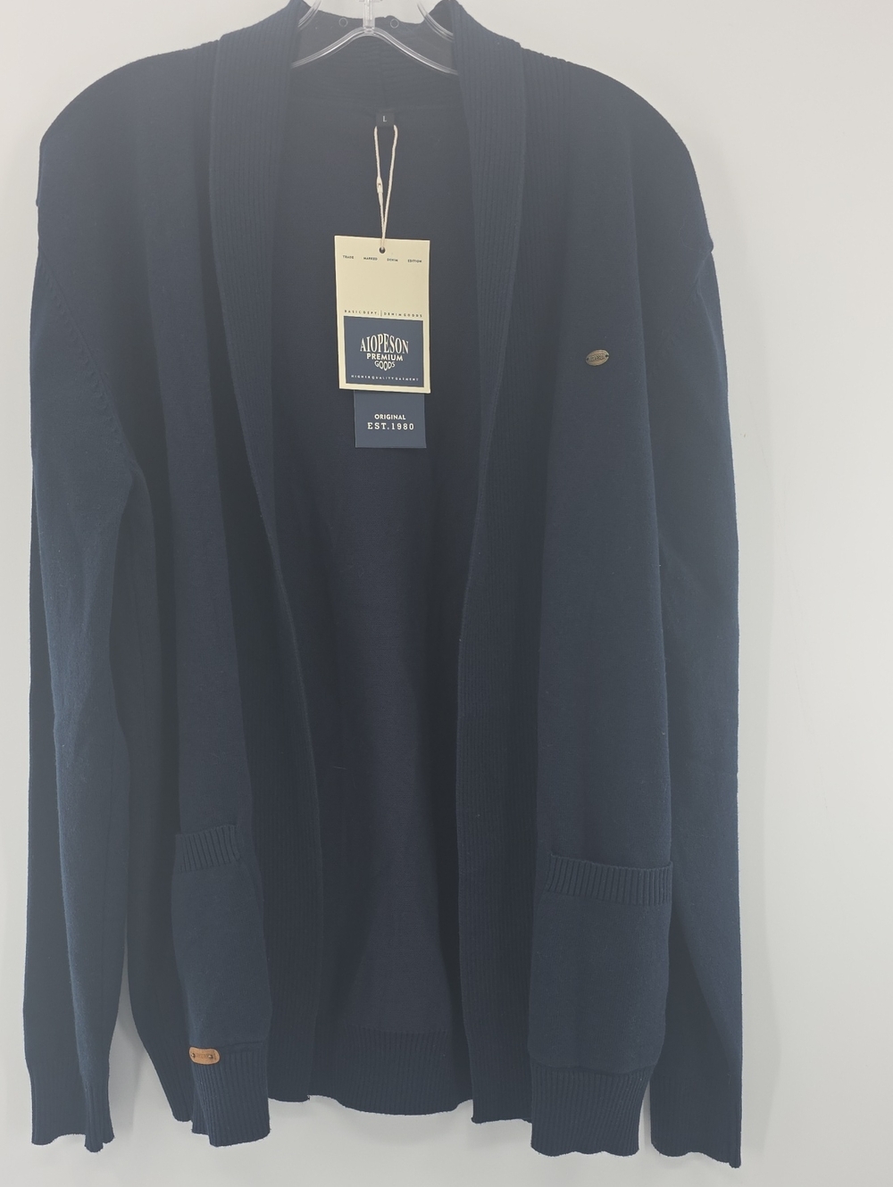 Men's Navy Shawl-Collar Cardigan